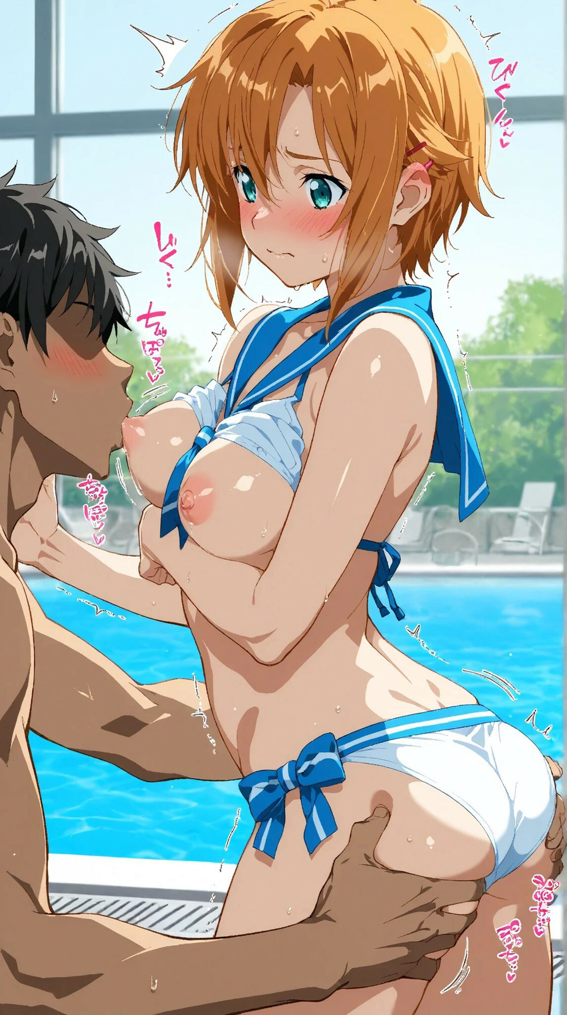 水着美少女との甘いひと時 - サンプル画像 6