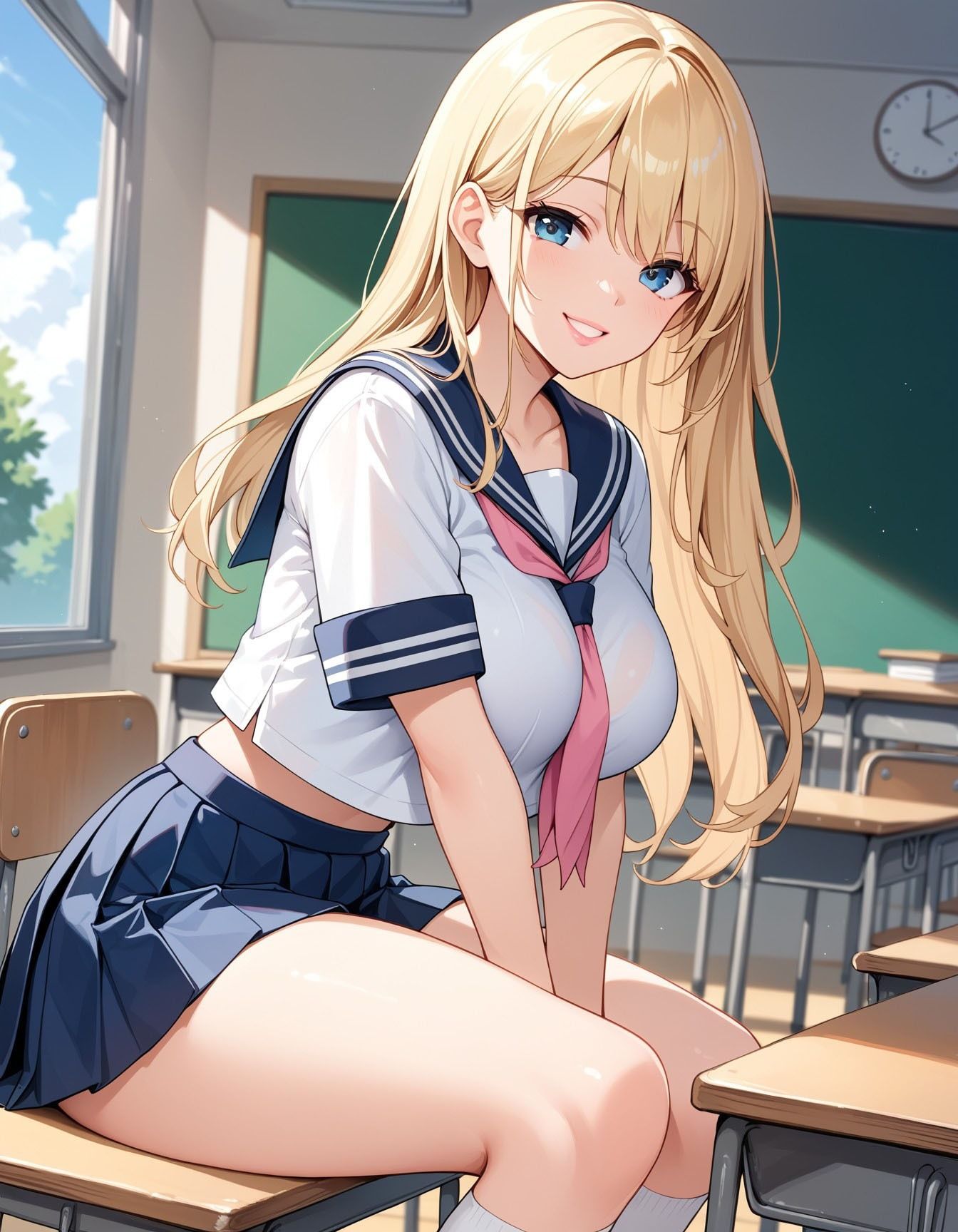 キモ●ブ教師に中出しされちゃう制服巨乳ちゃん - サンプル画像 1