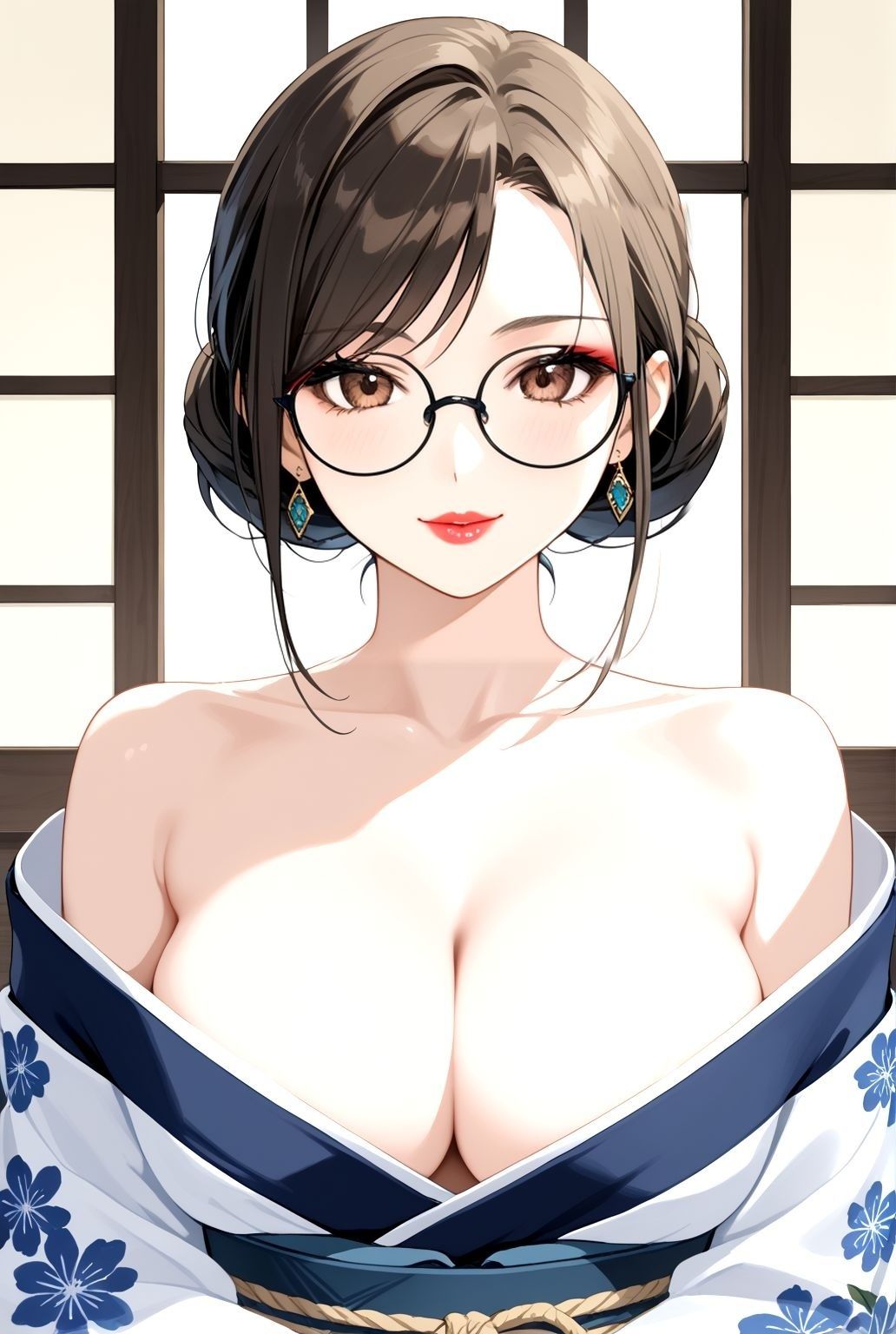 和服×巨乳×熟女の極上三拍子！秘湯旅館で交わる濃密夜【AIアートCG集】 - サンプル画像 1