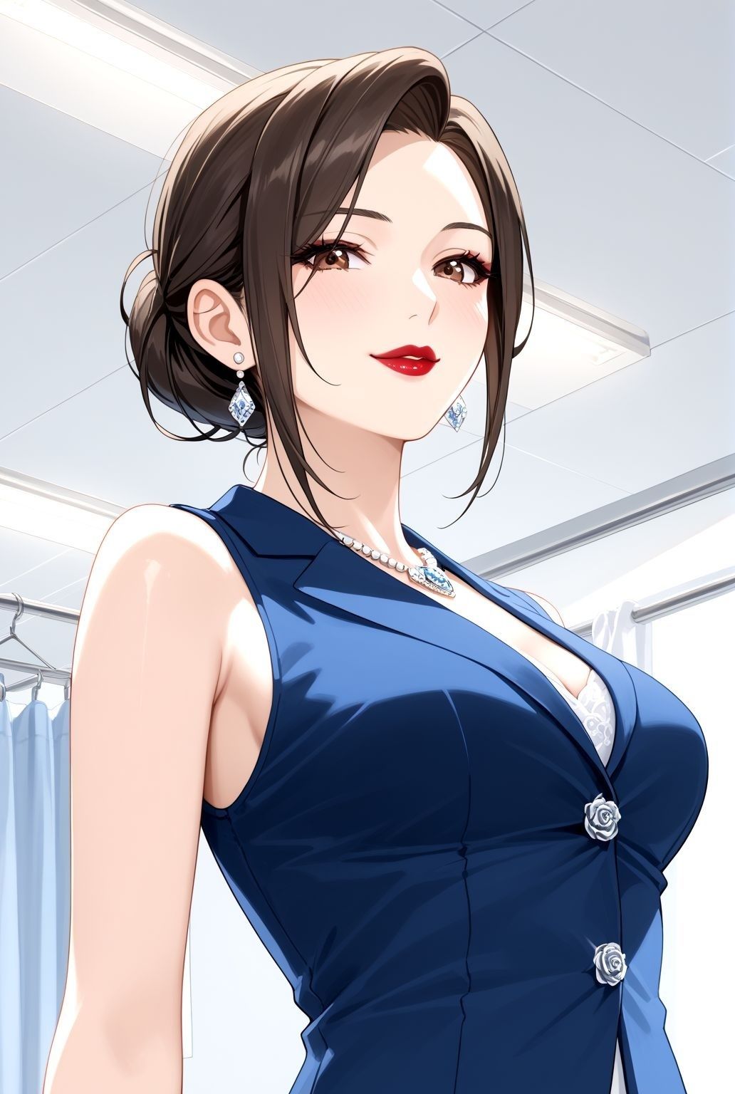 巨乳熟女女医が誘う…淫靡な診察室へようこそ【AI生成CG集】 - サンプル画像 2