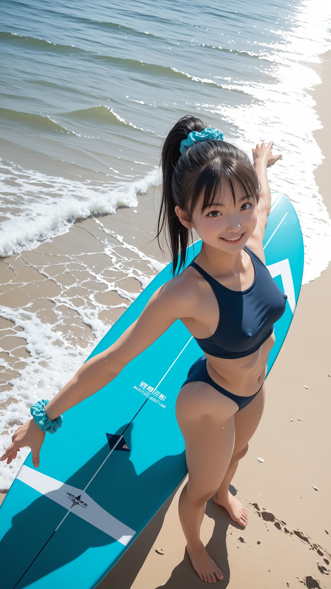 ひと足早い海開きで波乗りしている美女。 - サンプル画像 4