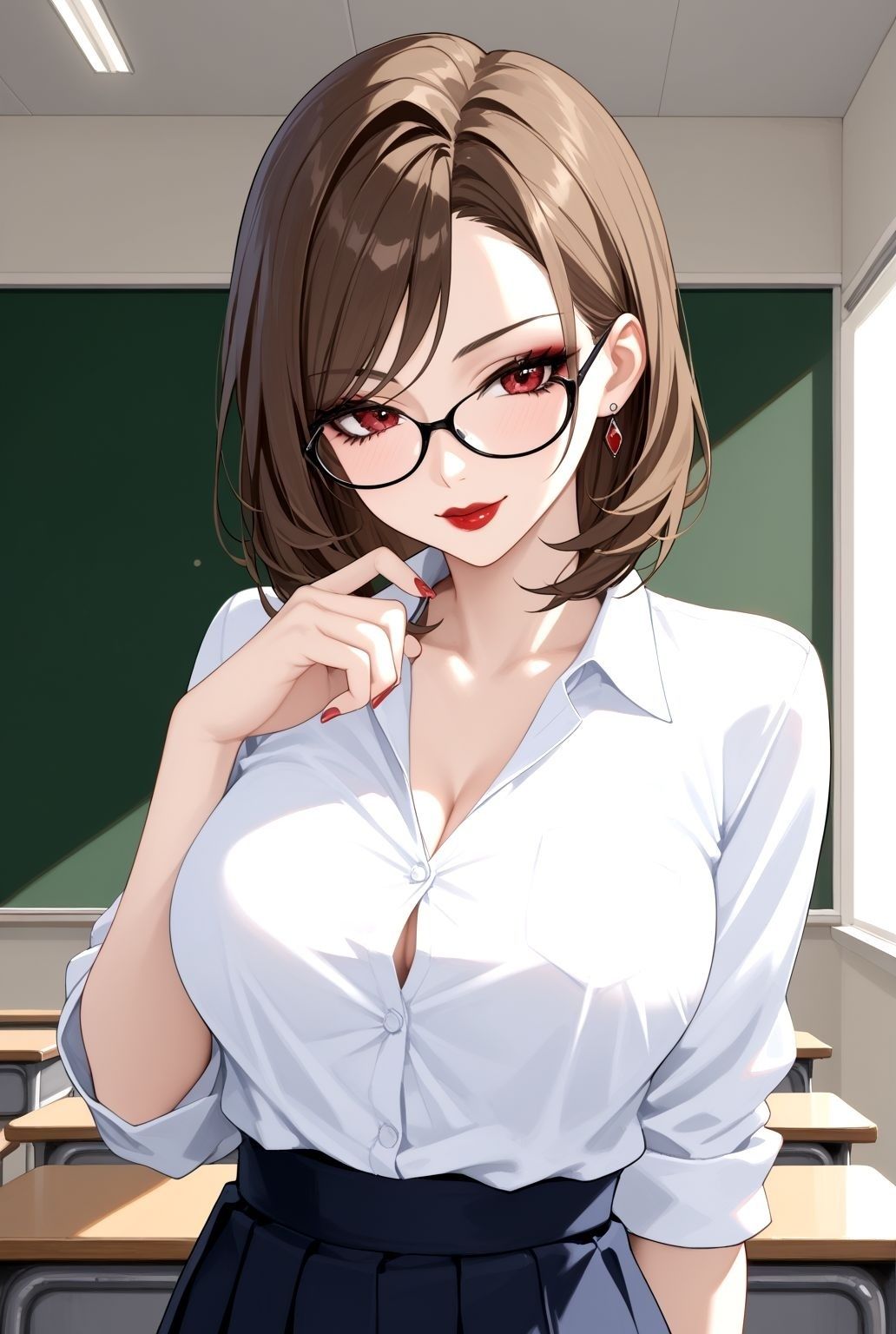 知的で美しい巨乳教師と教室で…魅惑のマダムとのひととき - サンプル画像 1