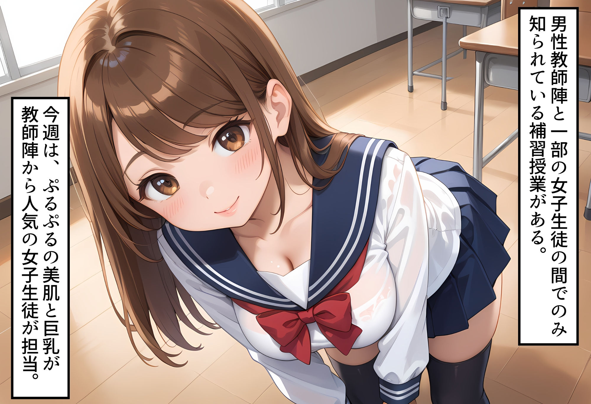 ぷるぷる巨乳女子校生が担当  教師ちんぽあまあま補習授業 - サンプル画像 1