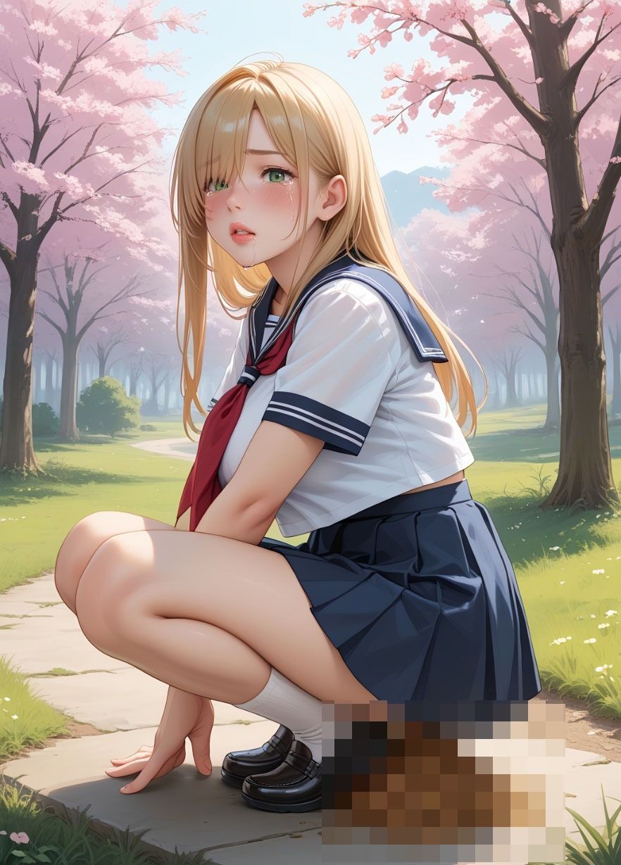 【100枚・4K】花見デートで我慢できずうんちおもらし （制服ver.） - サンプル画像 8
