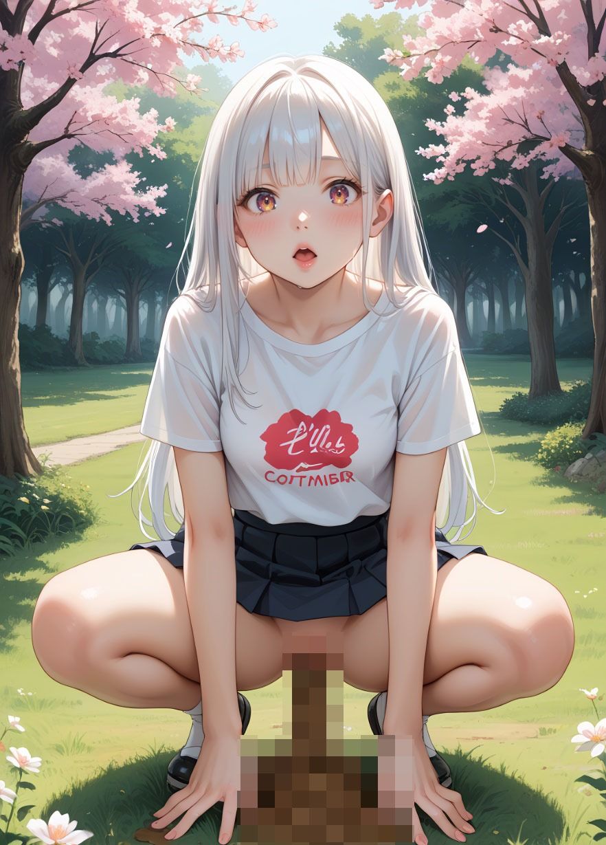 【100枚・4K】花見デートで我慢できずうんちおもらし （私服ver.） - サンプル画像 1