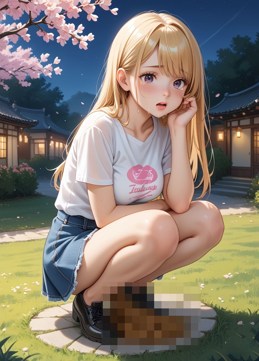 【100枚・4K】花見デートで我慢できずうんちおもらし （私服ver.） - サンプル画像 2