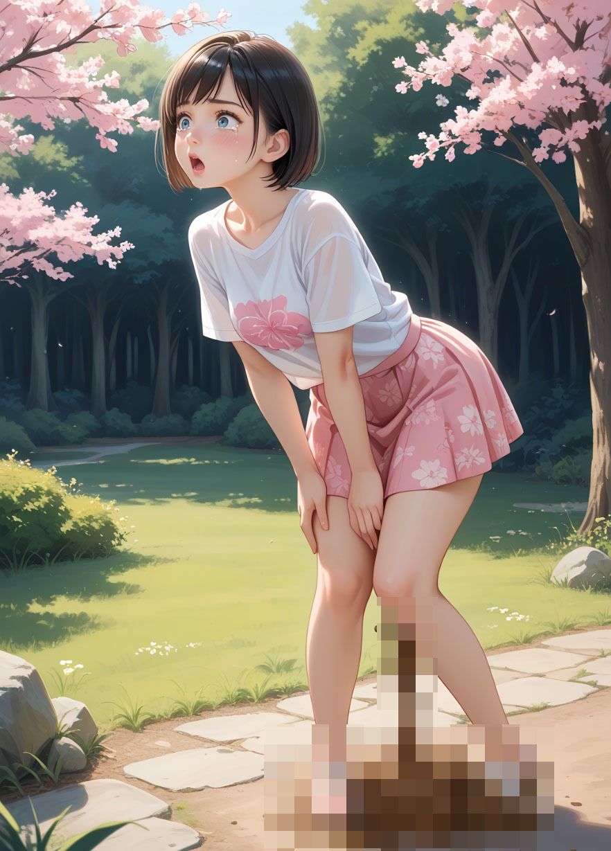 【100枚・4K】花見デートで我慢できずうんちおもらし （私服ver.） - サンプル画像 3