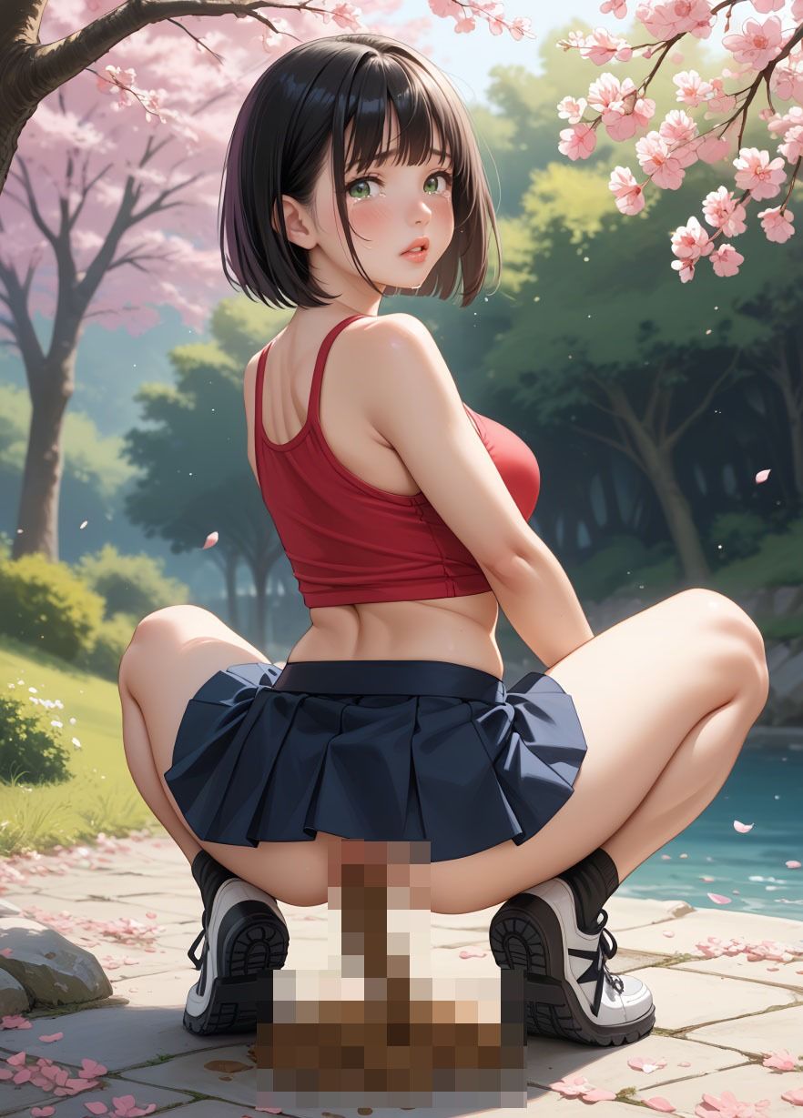 【100枚・4K】花見デートで我慢できずうんちおもらし （私服ver.） - サンプル画像 8