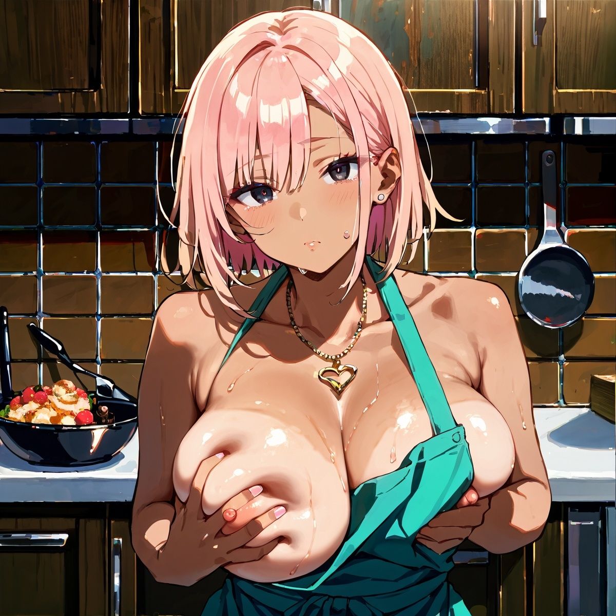 黒ギャル裸エプロンH！【厳選画像377枚】Vol.2 - サンプル画像 1