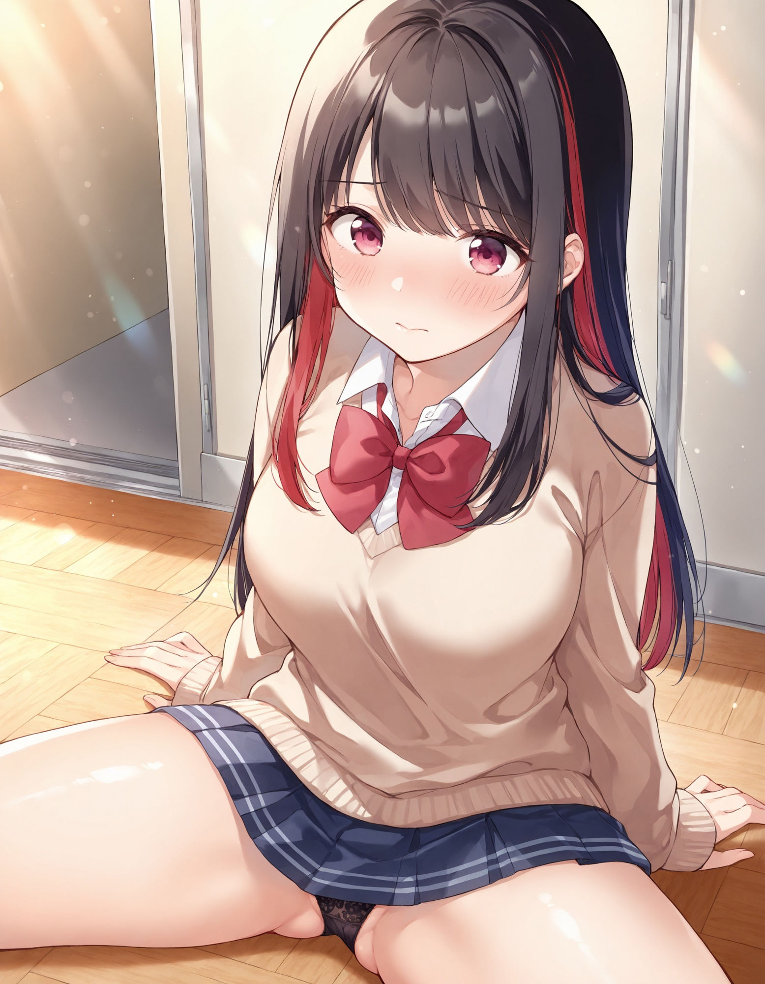 制服女子の開脚パンチラ - サンプル画像 1