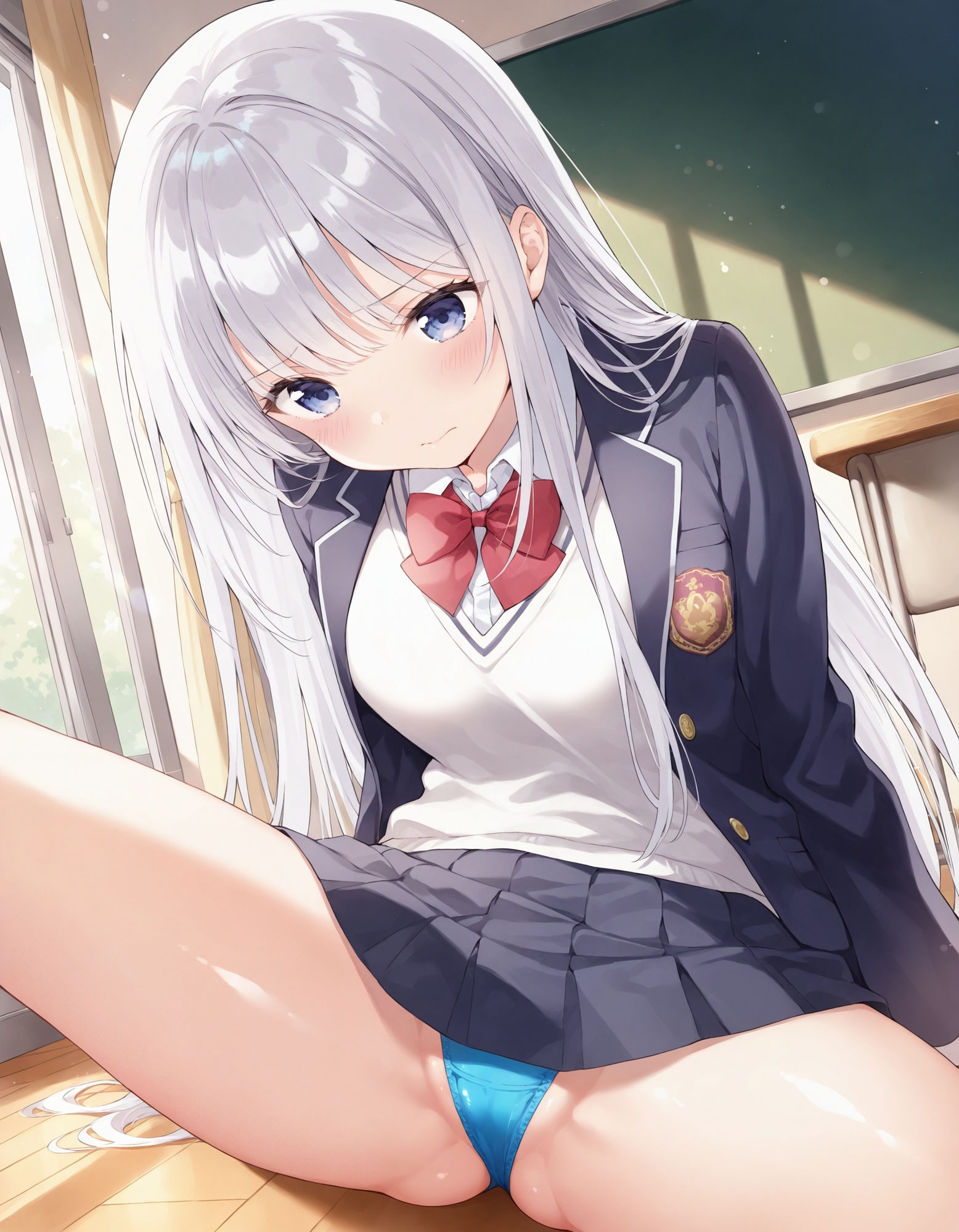 制服女子の開脚パンチラ - サンプル画像 2