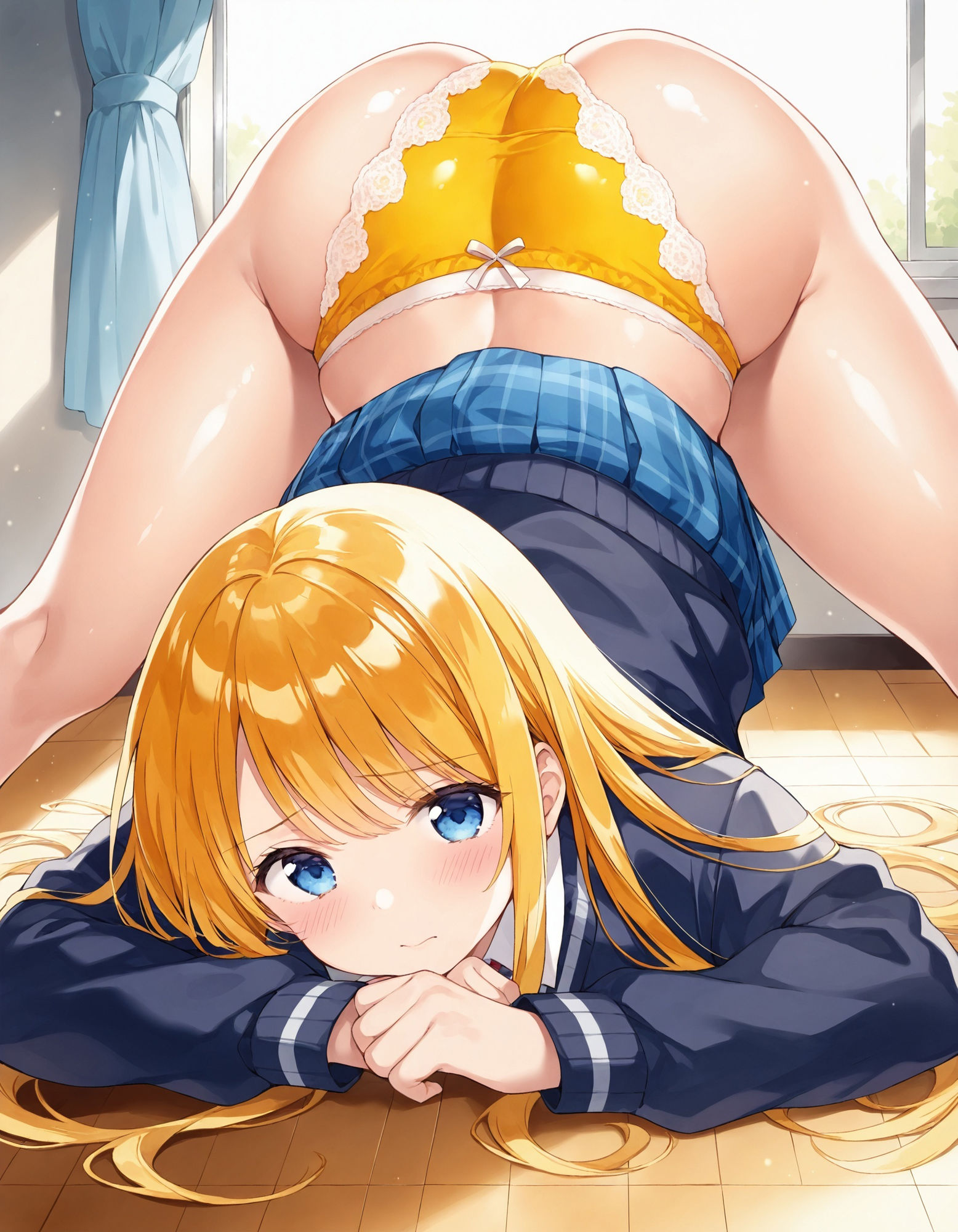 制服女子のお尻突き上げパンチラ - サンプル画像 3