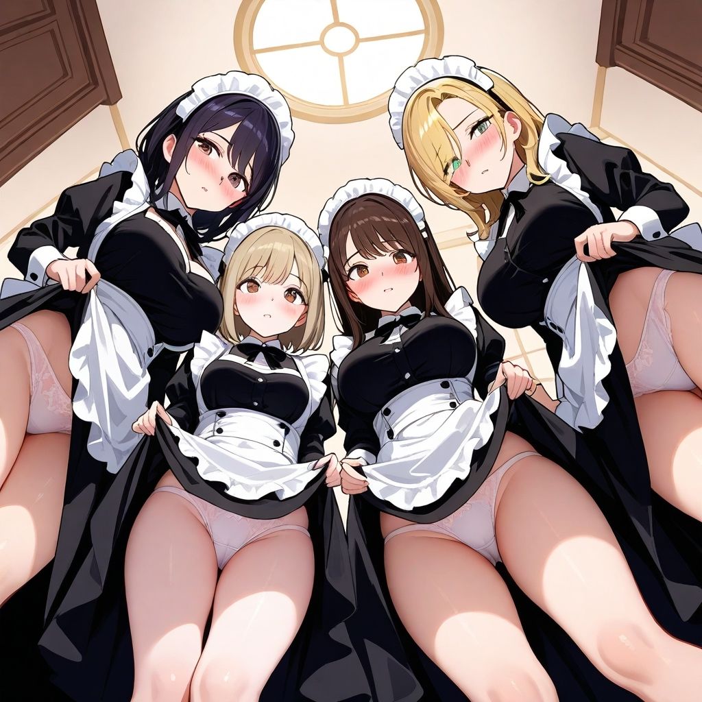 フェチコレVol.58 スカートをたくし上げてパンツを見せつけてくる金髪巨乳メイドたち【総枚数250枚】 - サンプル画像 2