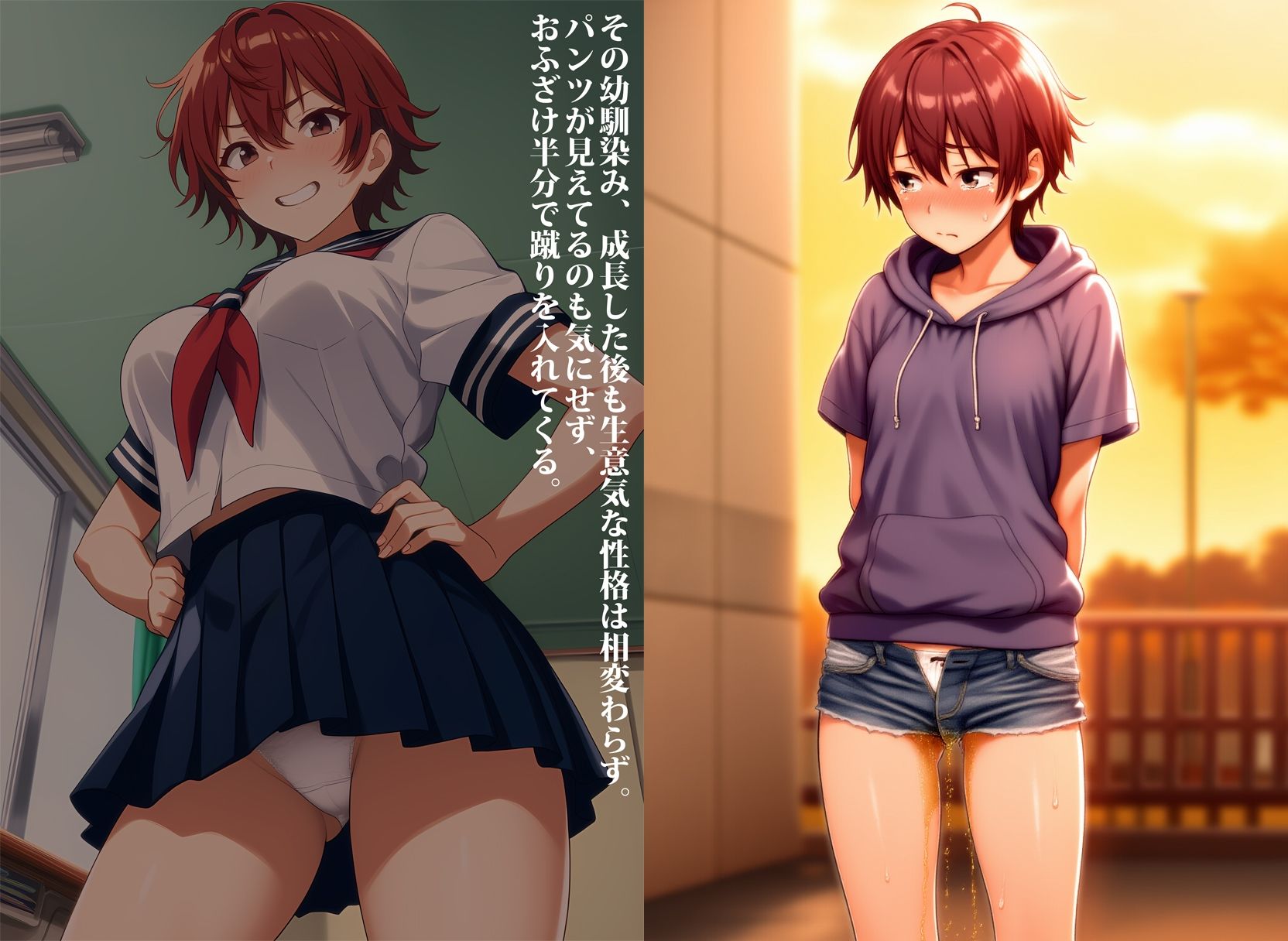 生意気ボーイッシュな爆乳幼馴染が、お漏らしマゾになるまで過去改変した件 - サンプル画像 1
