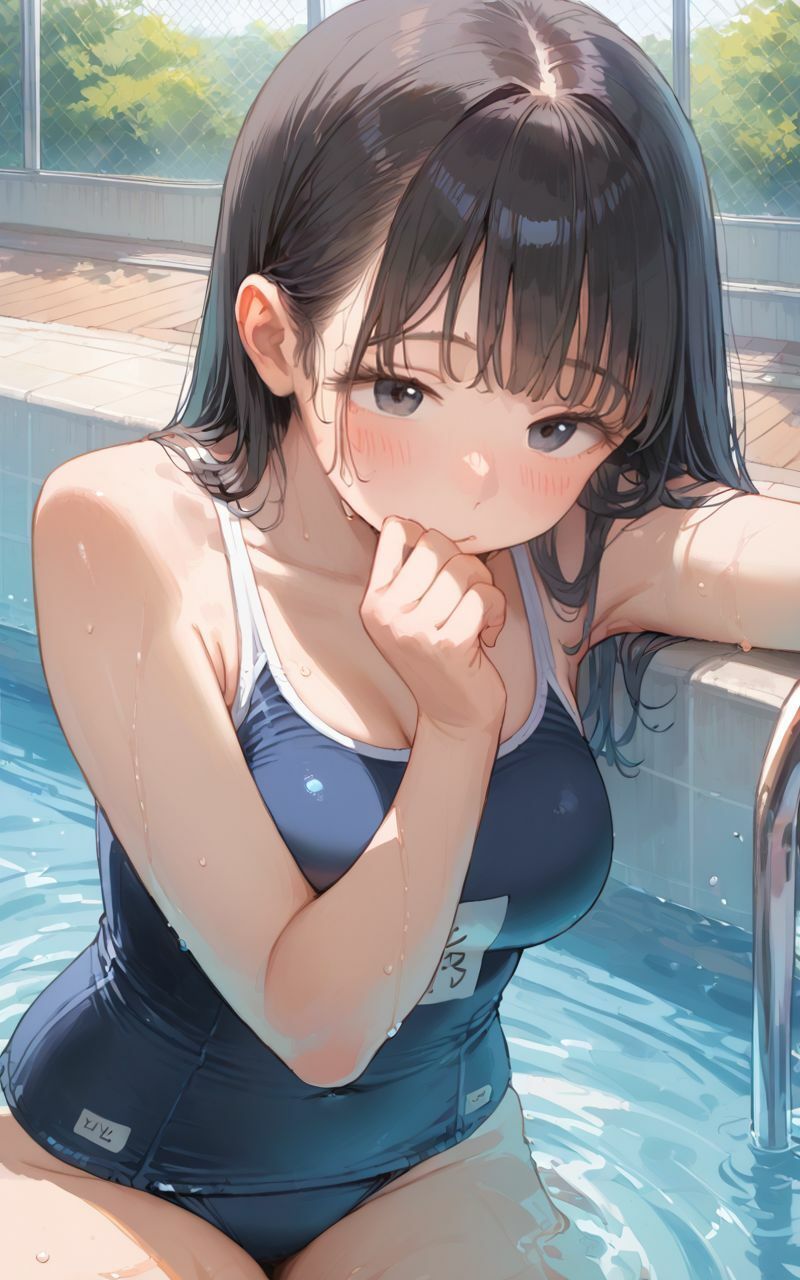 恥ずかしがり屋で巨乳のスク水女子校生を孕ませる - サンプル画像 3