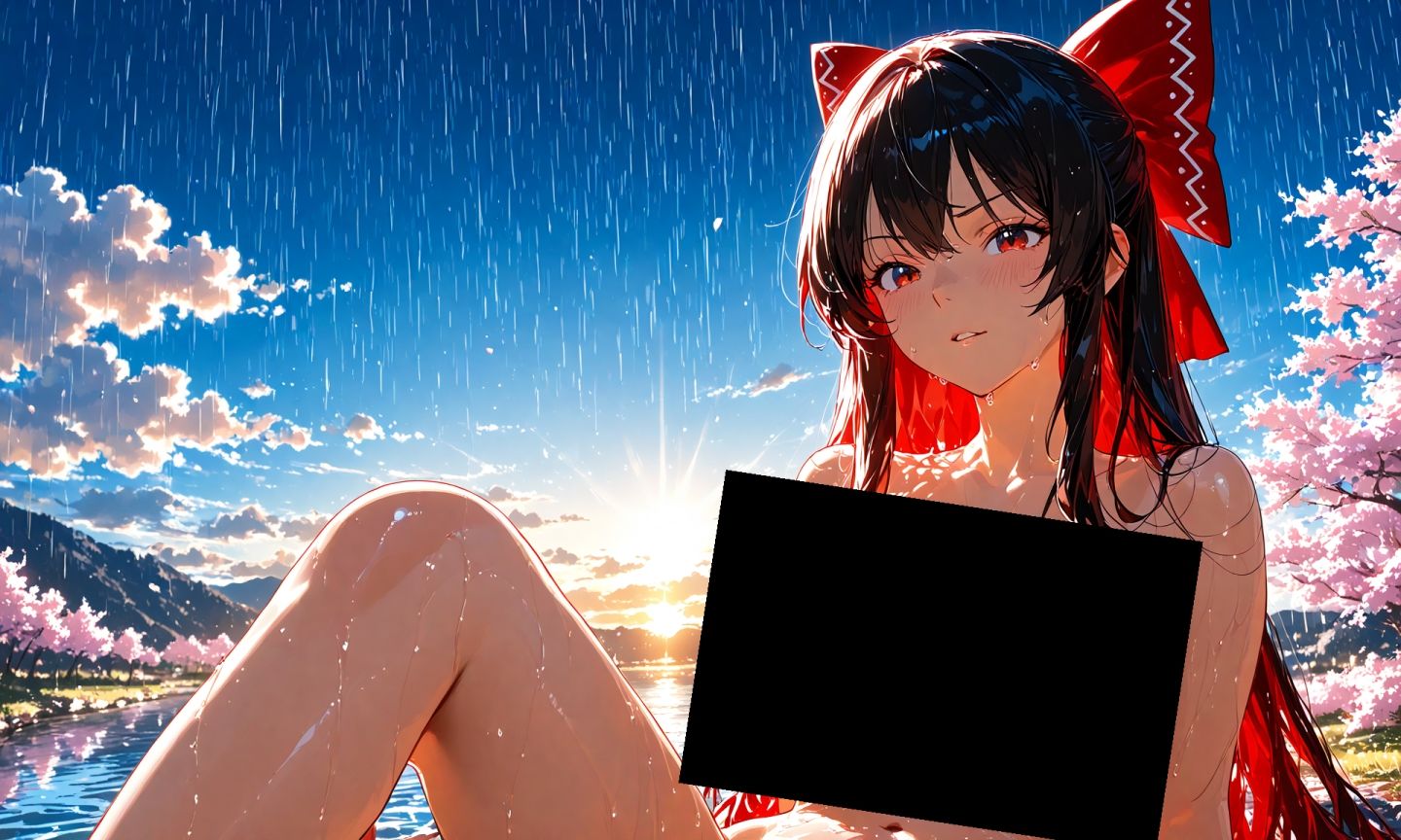 魔理沙は霊夢のえっちな写真を撮りたいようです。vol.38〜春の雲の多い夕方の川編〜 - サンプル画像 1