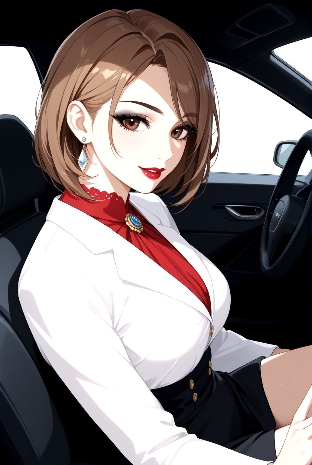 車内で繰り返される快楽、屋外で巨乳熟女の誘惑 - サンプル画像 2