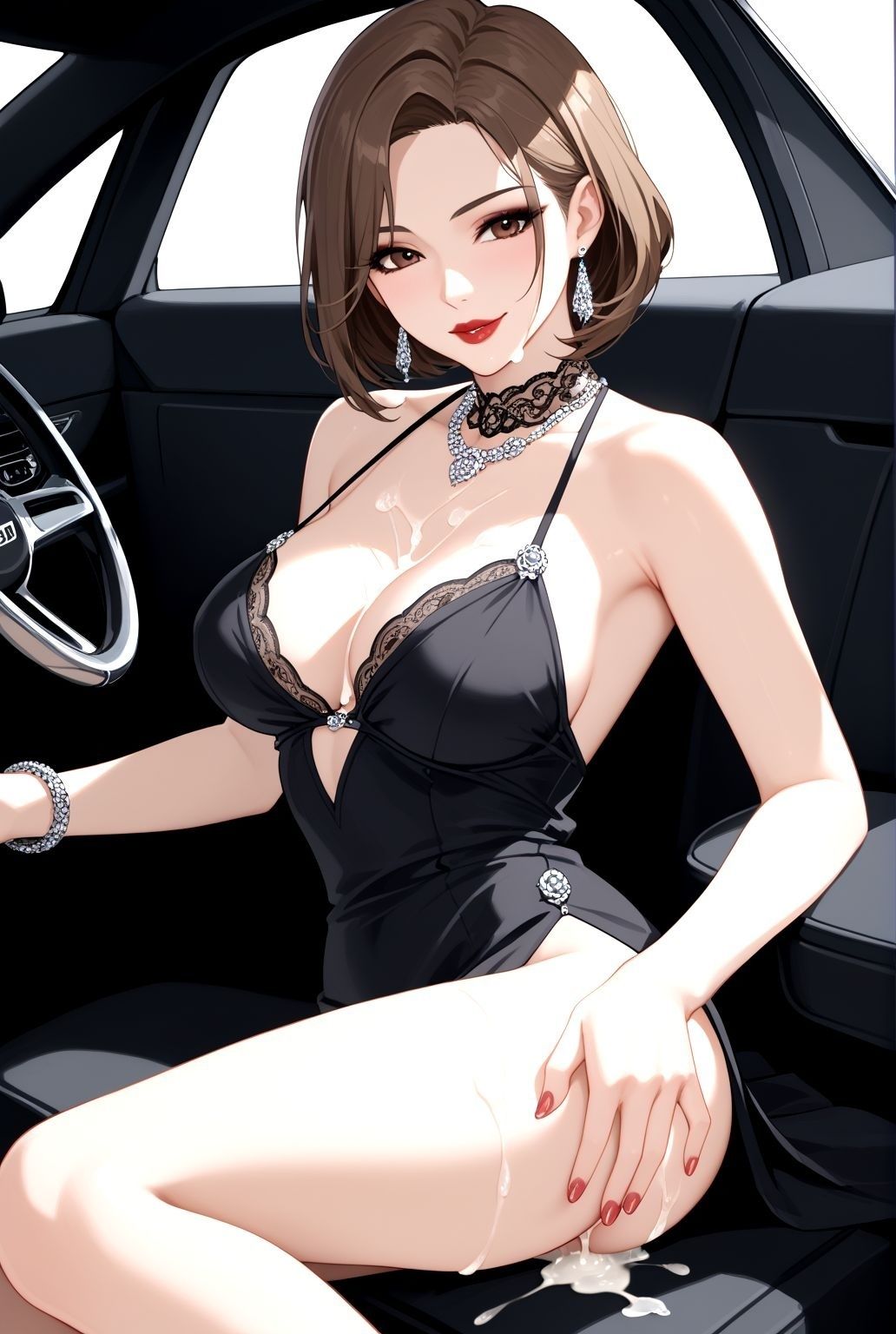 車内で繰り返される快楽、屋外で巨乳熟女の誘惑 - サンプル画像 10