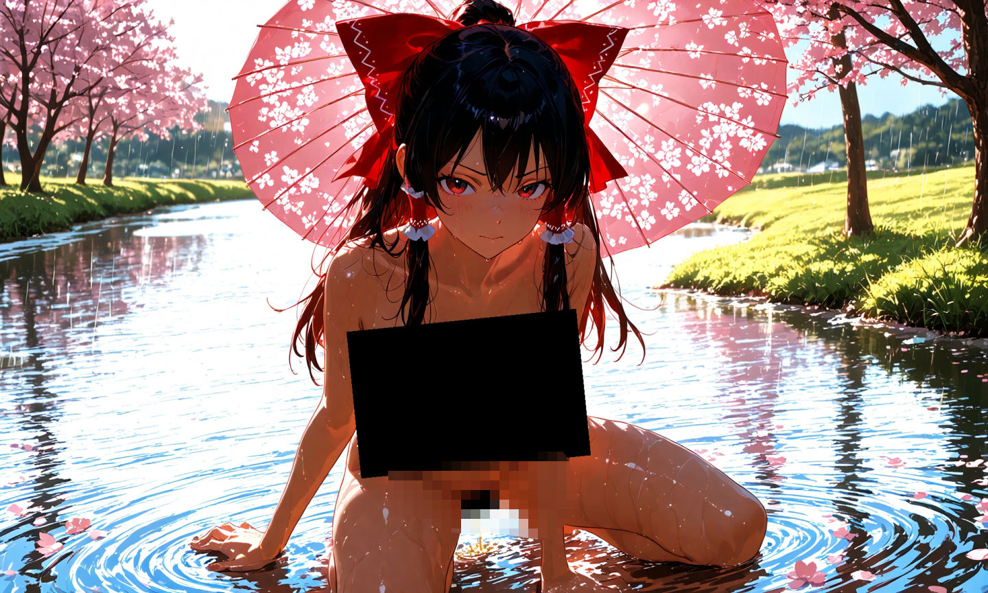 魔理沙は霊夢のえっちな写真を撮りたいようです。vol.41〜春の雨の昼の川編〜 - サンプル画像 1