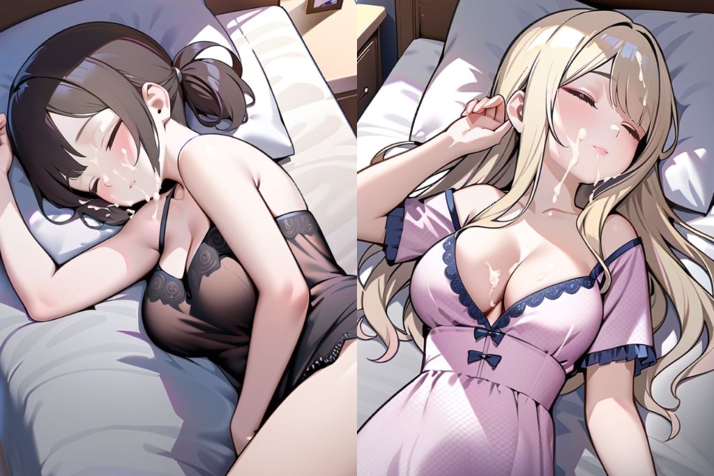 寝ている彼女が可愛いからぶっかけちゃった - サンプル画像 3