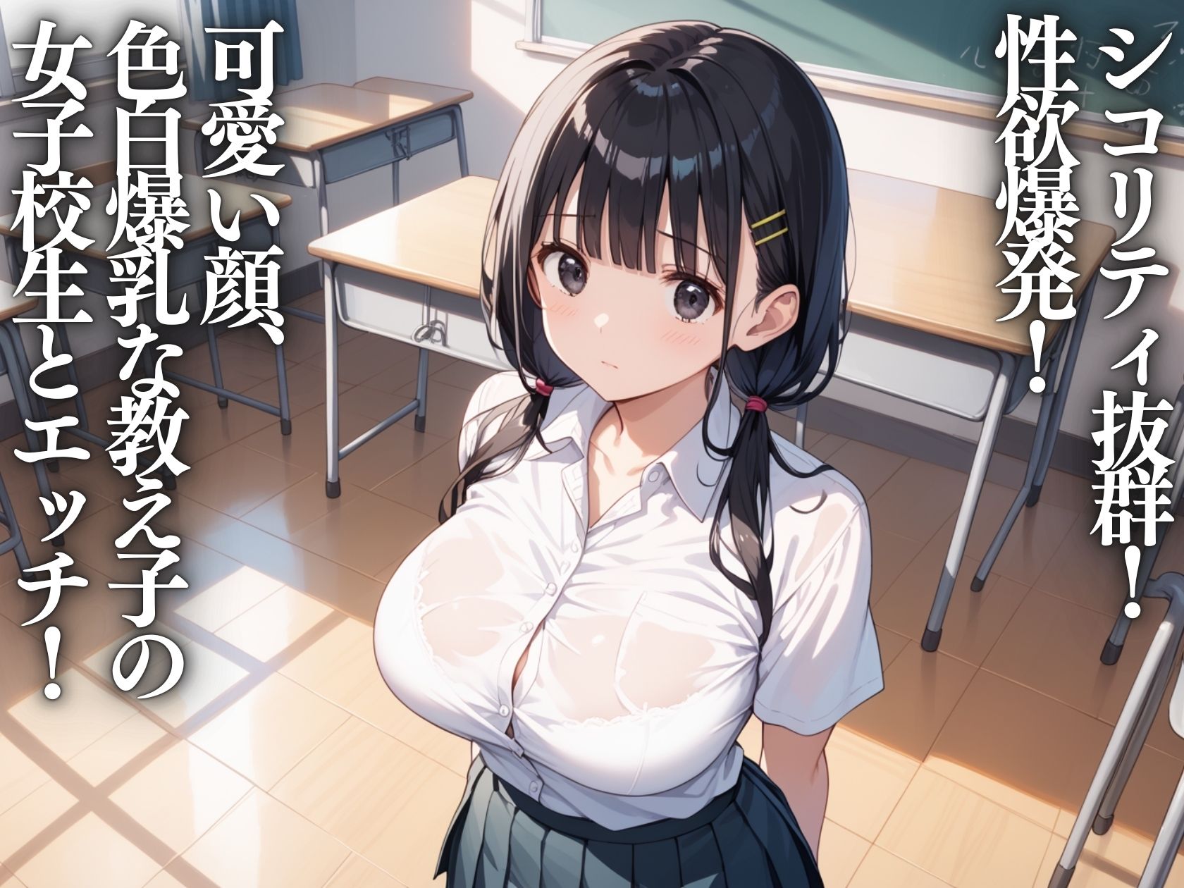 嫌がる教え子の爆乳女子校生にスク水着せて種付けプレスしまくる - サンプル画像 1