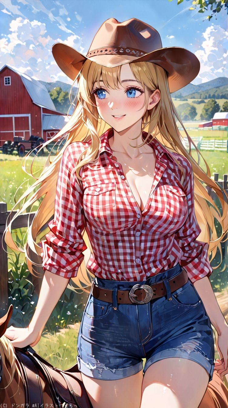 AIイラストCG集76  ザ・露出 in アメリカ南部の農場  ジョリーン・マクレーン - サンプル画像 2