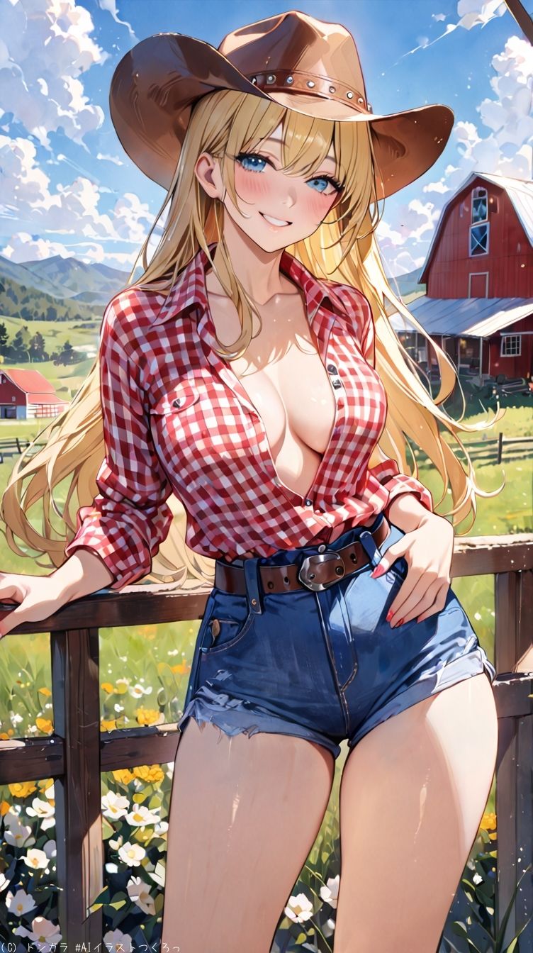 AIイラストCG集76  ザ・露出 in アメリカ南部の農場  ジョリーン・マクレーン - サンプル画像 5