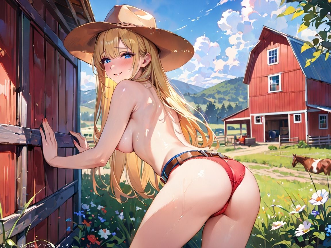 AIイラストCG集76  ザ・露出 in アメリカ南部の農場  ジョリーン・マクレーン - サンプル画像 9