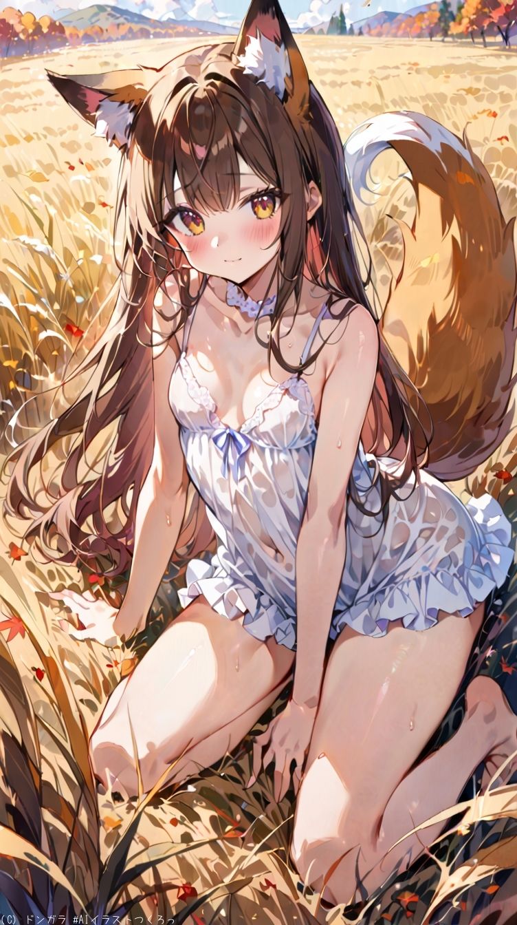 AIイラストCG集77  ザ・露出 狐耳美少女  カテリーナ・フェリーニ - サンプル画像 1