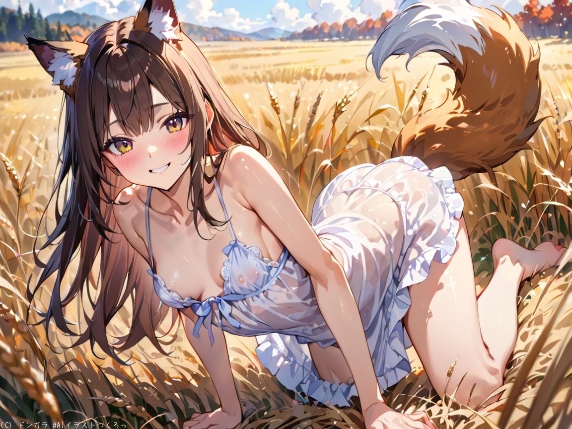 AIイラストCG集77  ザ・露出 狐耳美少女  カテリーナ・フェリーニ - サンプル画像 2