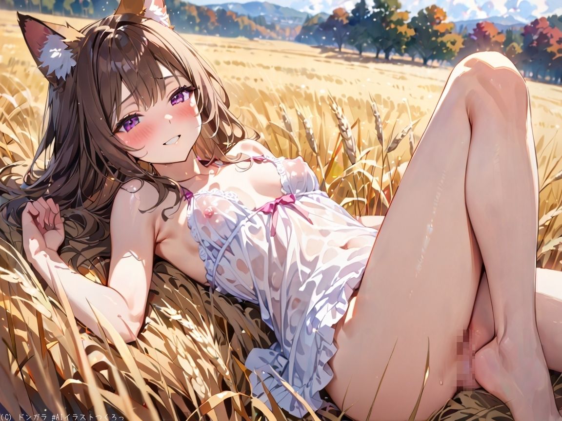 AIイラストCG集77  ザ・露出 狐耳美少女  カテリーナ・フェリーニ - サンプル画像 4