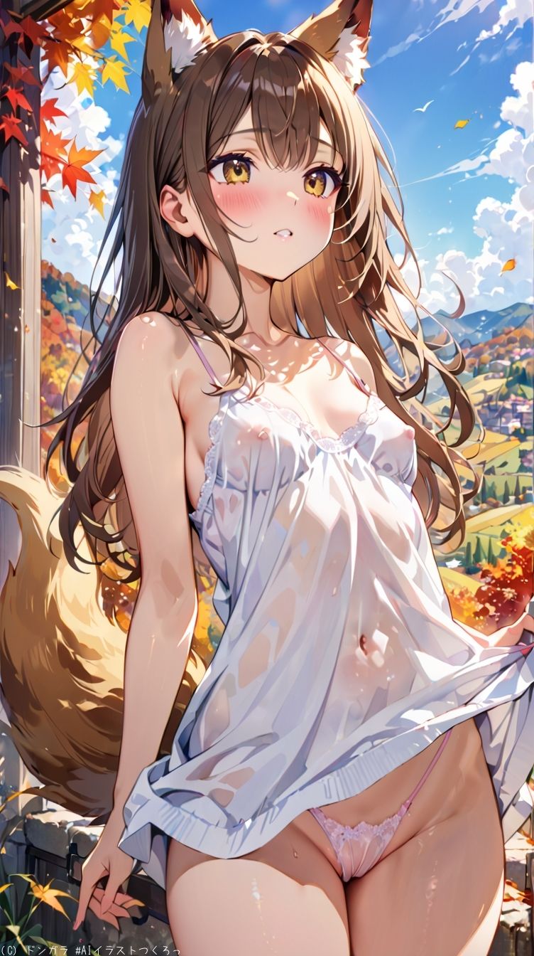 AIイラストCG集77  ザ・露出 狐耳美少女  カテリーナ・フェリーニ - サンプル画像 8