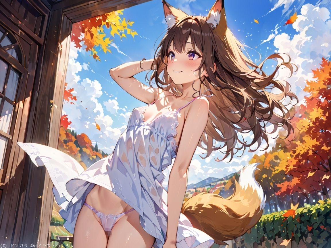 AIイラストCG集77  ザ・露出 狐耳美少女  カテリーナ・フェリーニ - サンプル画像 9