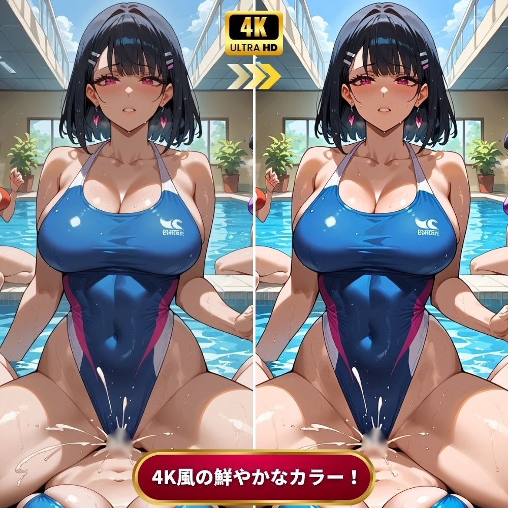 競泳女子アスリートの乱行パーティーに女体化して潜入！プールでぬるぬるのおまんこをすり付ける女子たち・大量潮吹きしながら絶頂【変態エロアニメ】 - サンプル画像 10
