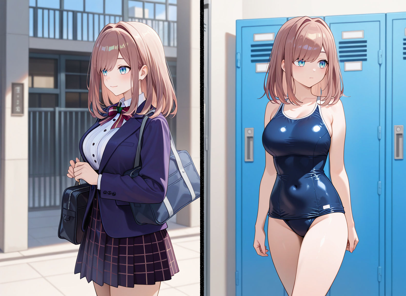 女子校着替え スクール水着編 のぞきフェチ特化 アニメ調JK特集-厳選140枚を撮影- - サンプル画像 1