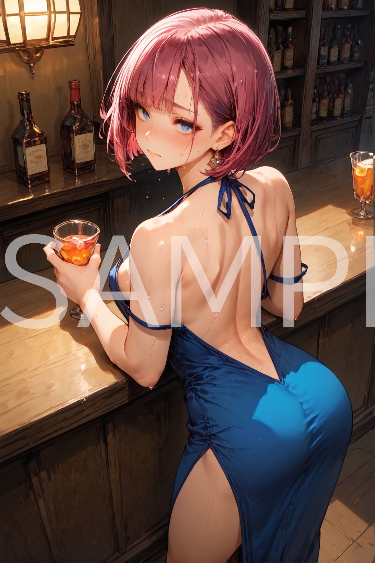 ホルターネックドレスの赤髪少女 - サンプル画像 2