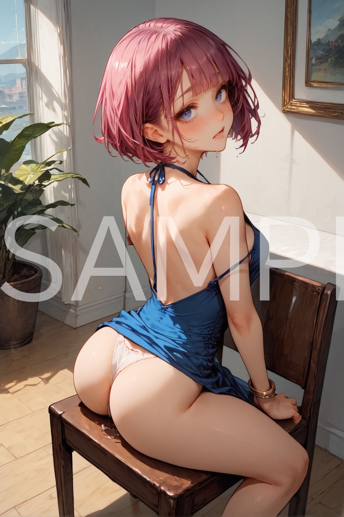 ホルターネックドレスの赤髪少女 - サンプル画像 3