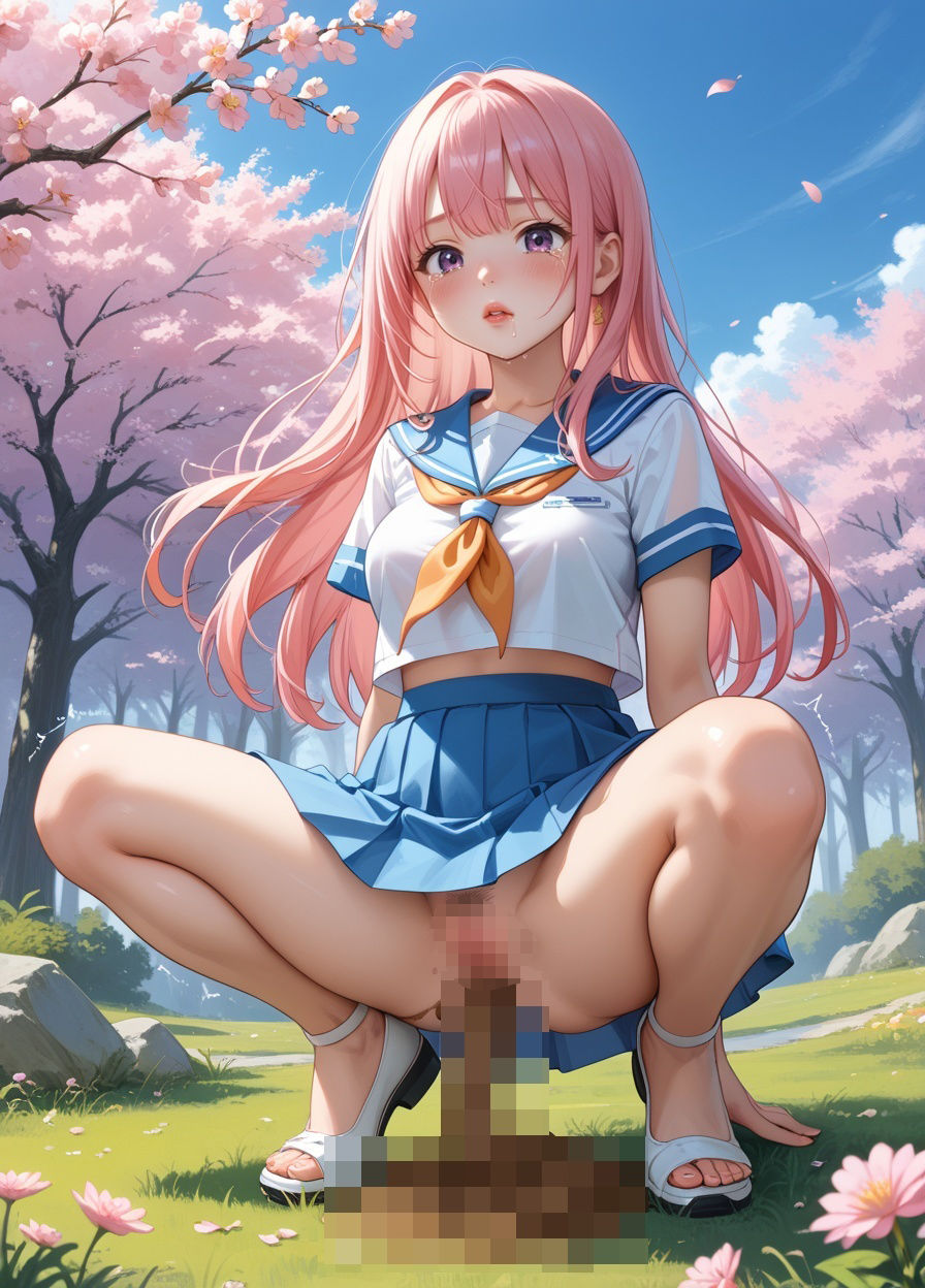 【216枚・4K】花見デートで我慢できずうんちおもらし 2 （制服ver.） - サンプル画像 4