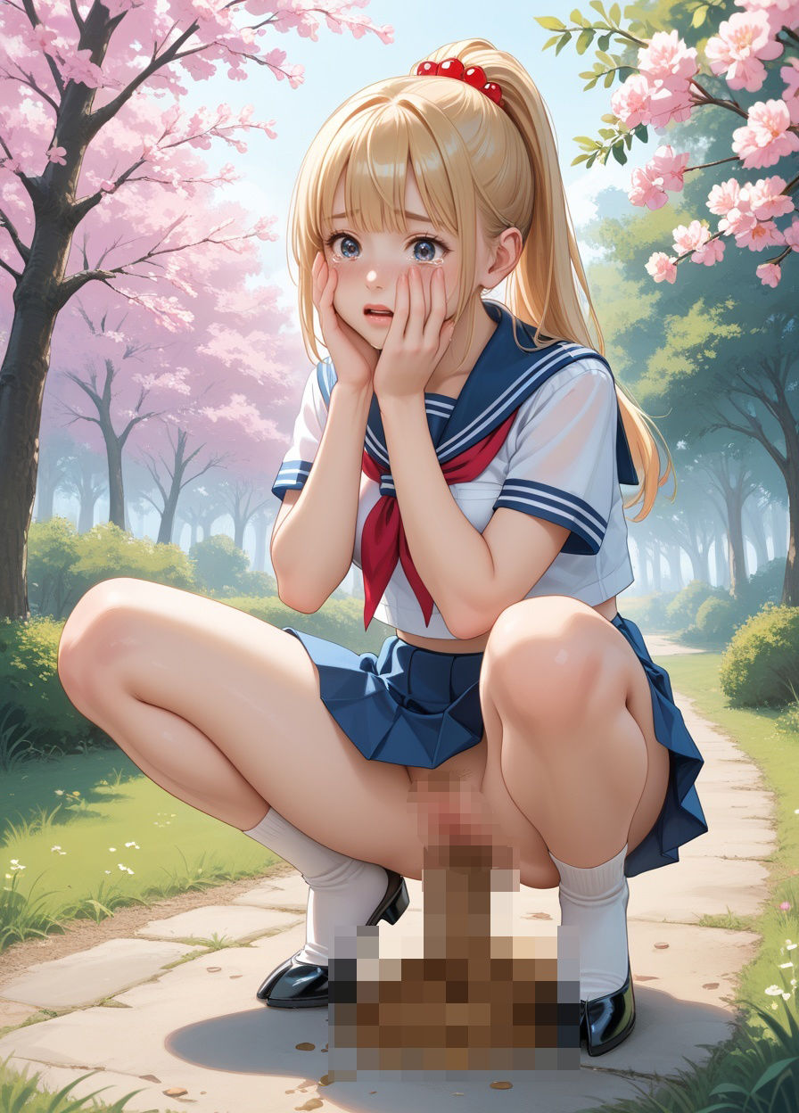 【216枚・4K】花見デートで我慢できずうんちおもらし 2 （制服ver.） - サンプル画像 10