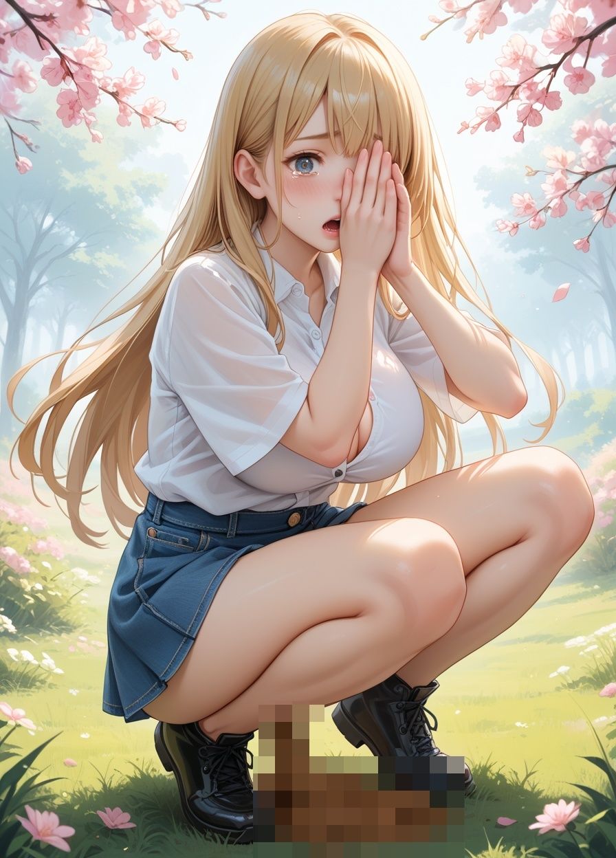 【153枚・4K】花見デートで我慢できずうんちおもらし2 （私服ver.） - サンプル画像 4