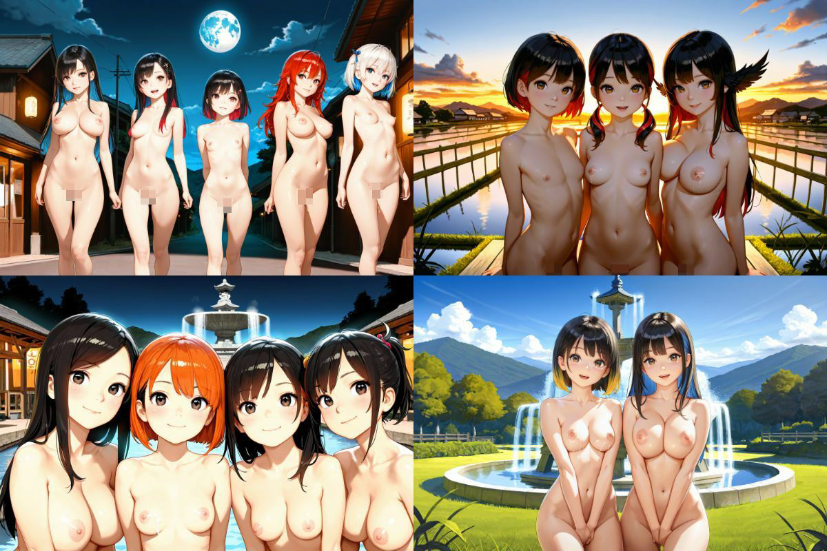 3P！4P！仲良しJK美少女たちの野外ヌード写真集！【1536x1024高画質サイズ！SDXL美麗画像厳選300枚以上！】 - サンプル画像 9