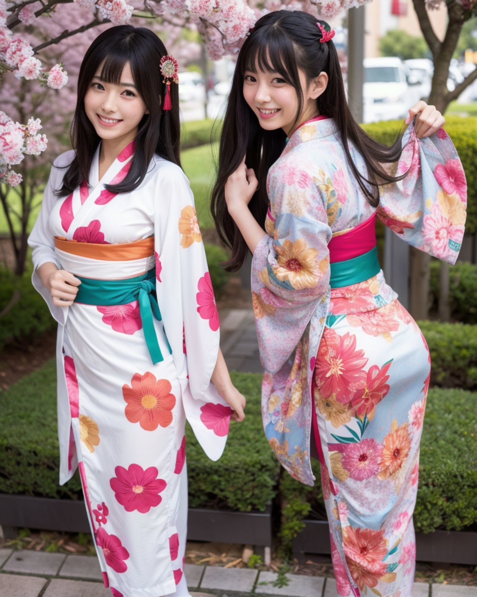 プレミアム美少女 2人組  着物コスプレ  モザイク無し - サンプル画像 5