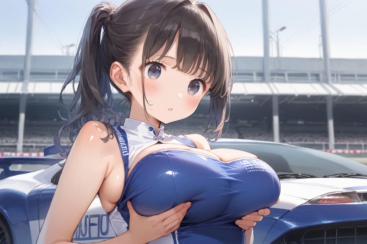 爆乳レースクイーンに中出しピットイン - サンプル画像 2