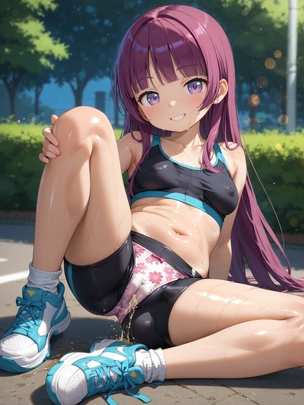 スパッツっぽいのをはいたかわいい女の子がパンツをはいたままおしっこをおもらししている画像集2 - サンプル画像 5