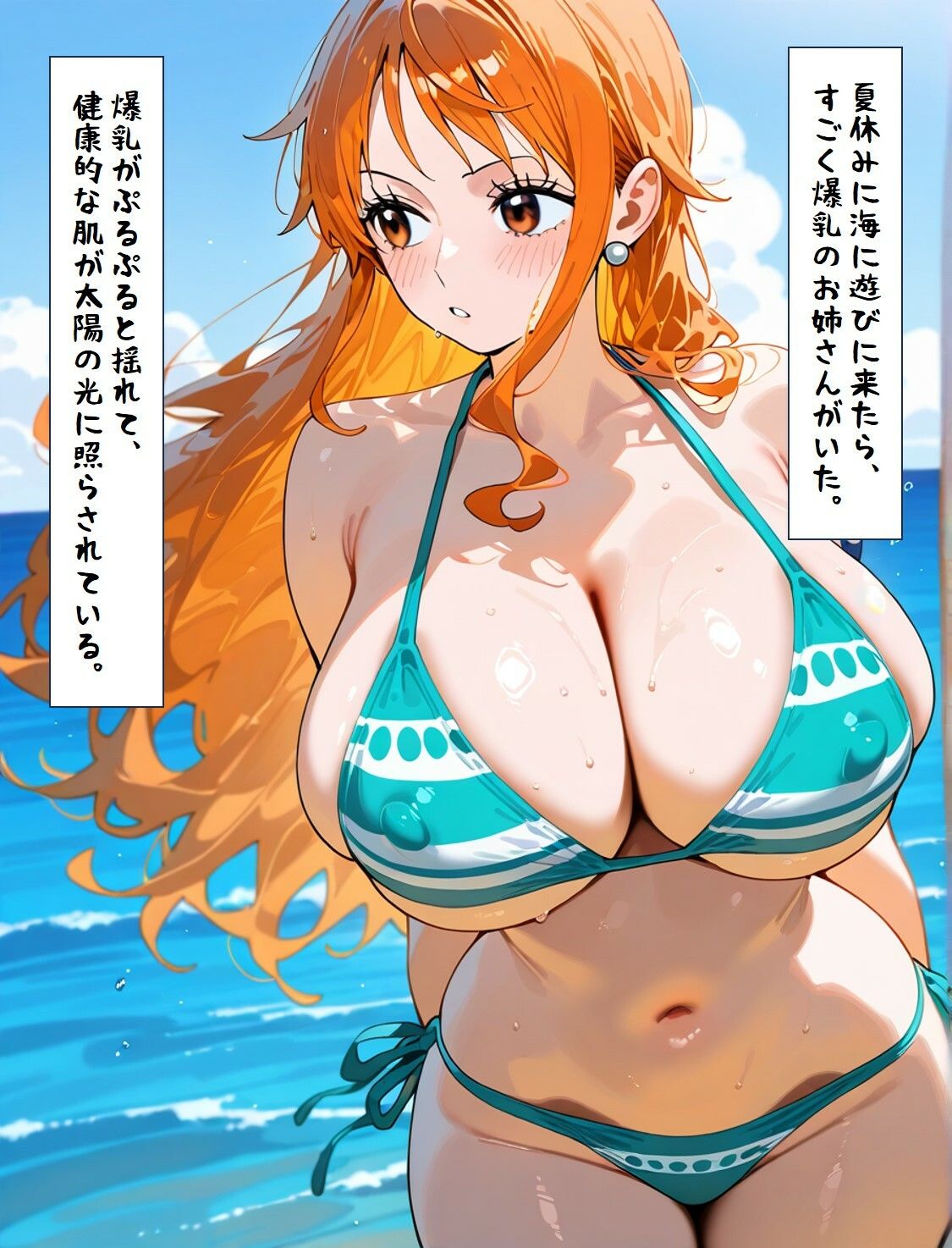 ナミさんと海で甘々えっち - サンプル画像 1