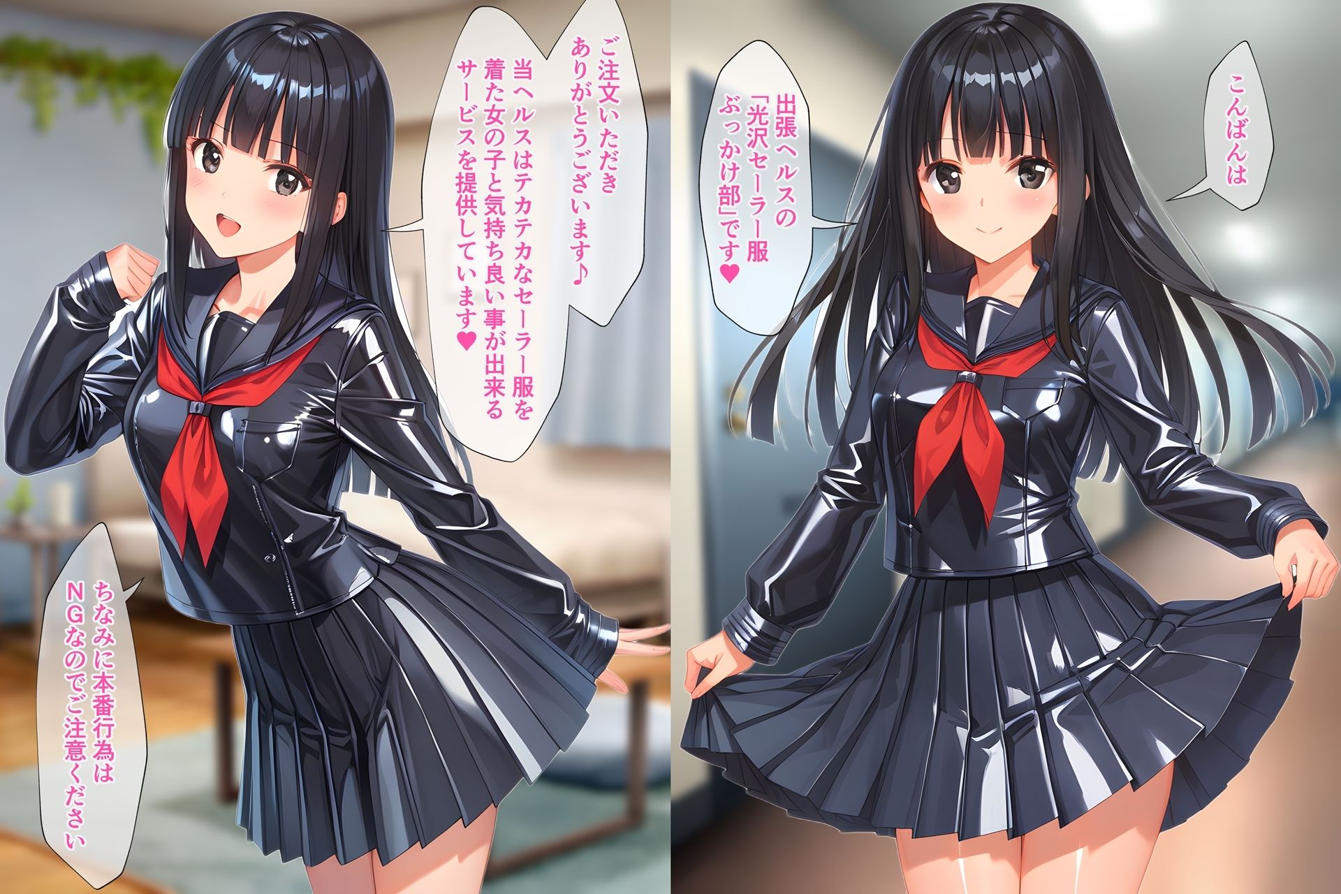 光沢セーラー服着衣ぶっかけ - サンプル画像 1