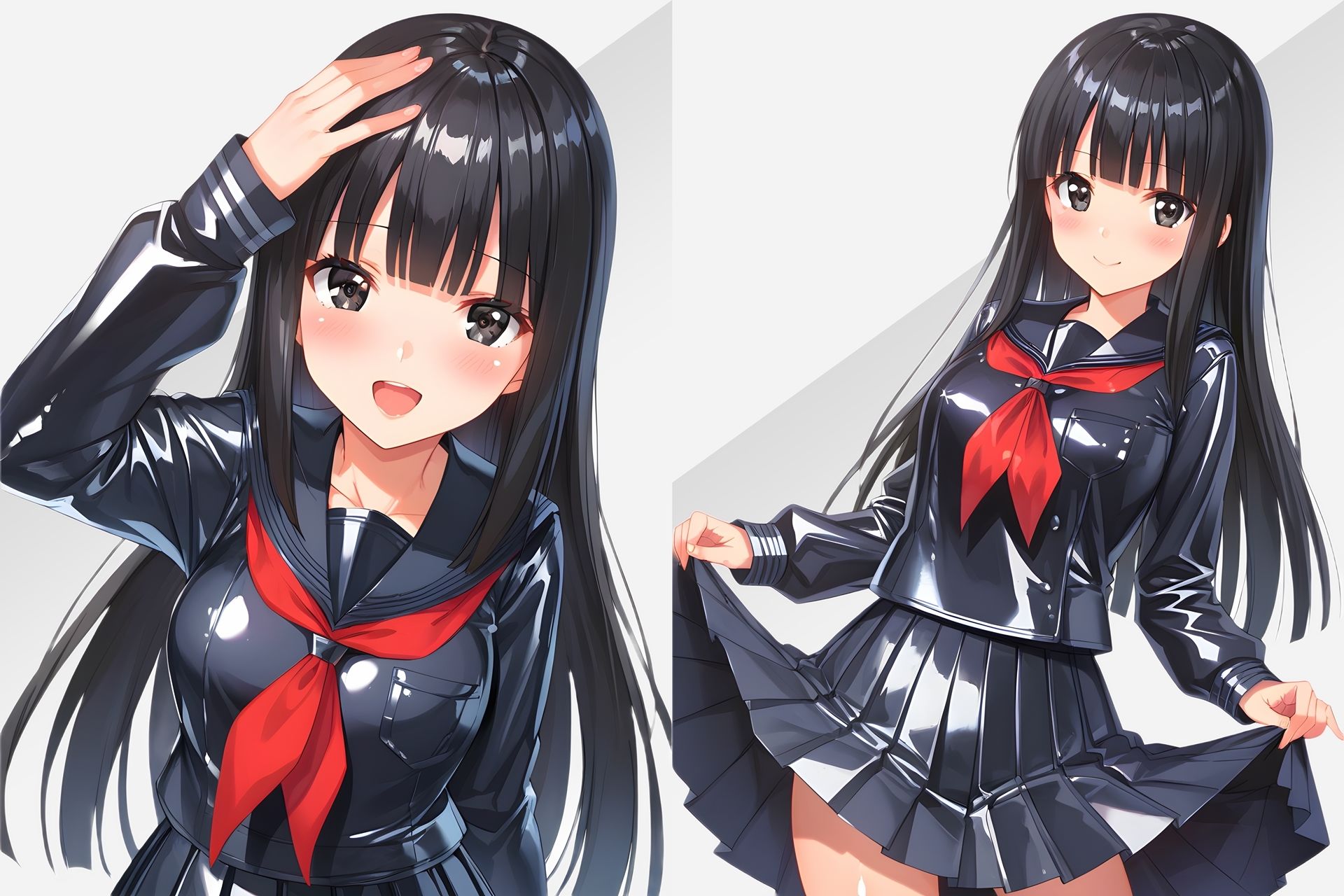 光沢セーラー服着衣ぶっかけ - サンプル画像 2