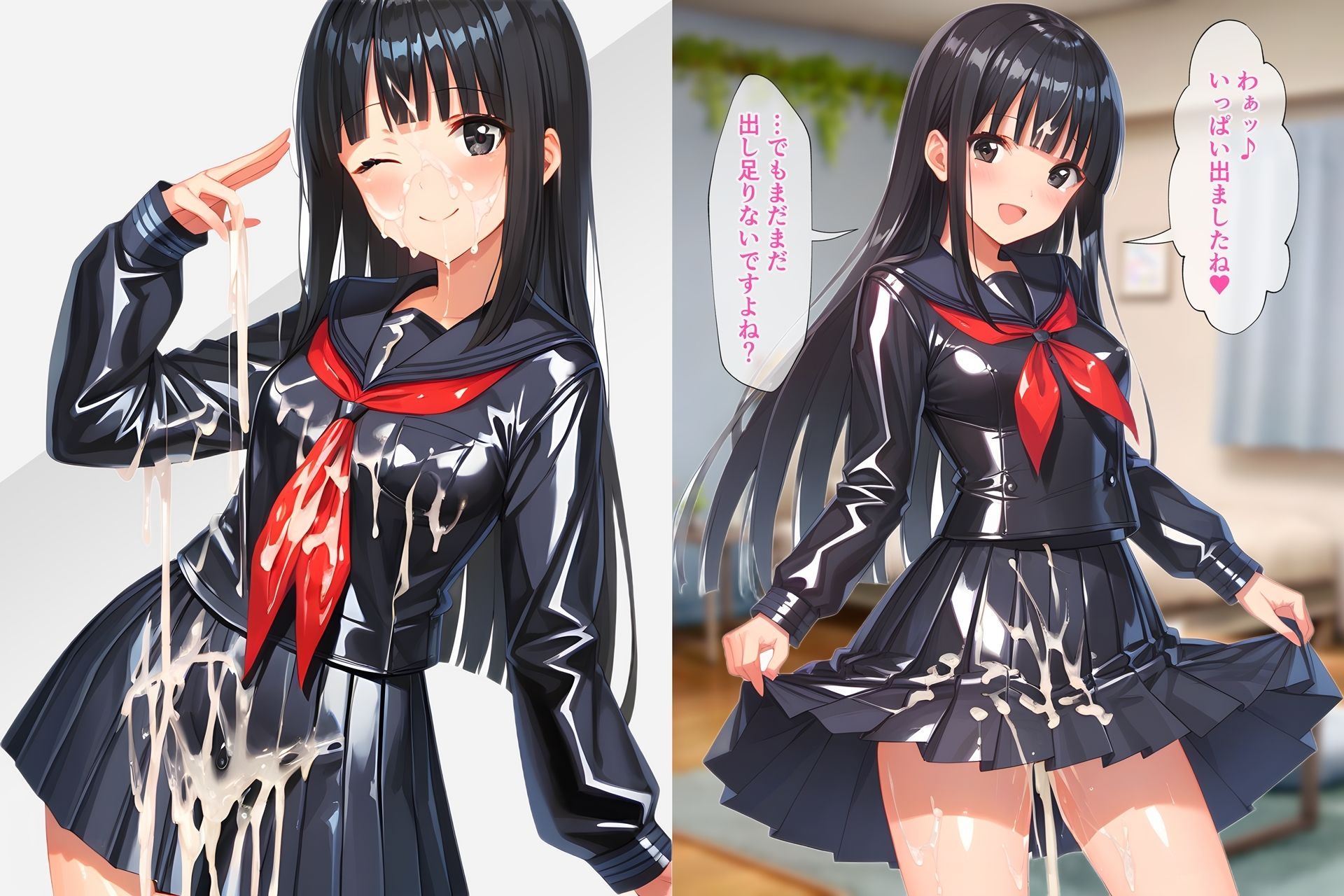 光沢セーラー服着衣ぶっかけ - サンプル画像 8