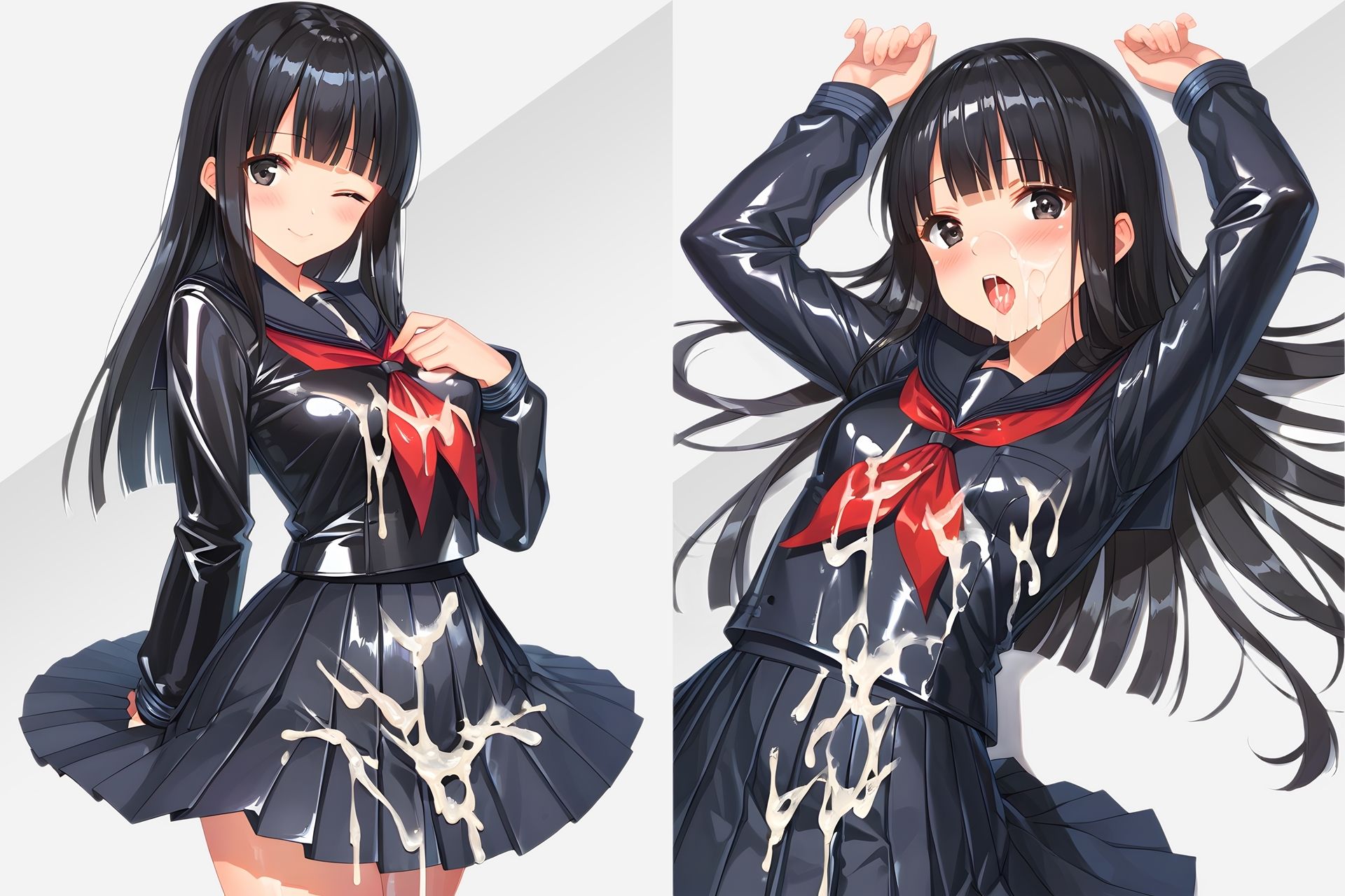 光沢セーラー服着衣ぶっかけ - サンプル画像 9