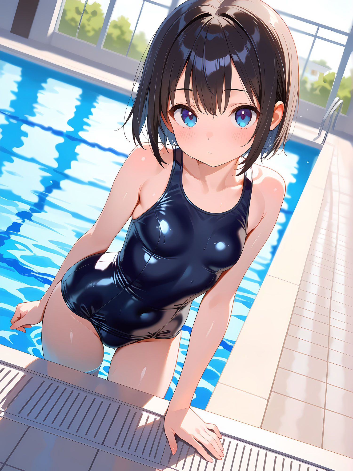 プールでスク水女子とイチャイチャ！ - サンプル画像 1